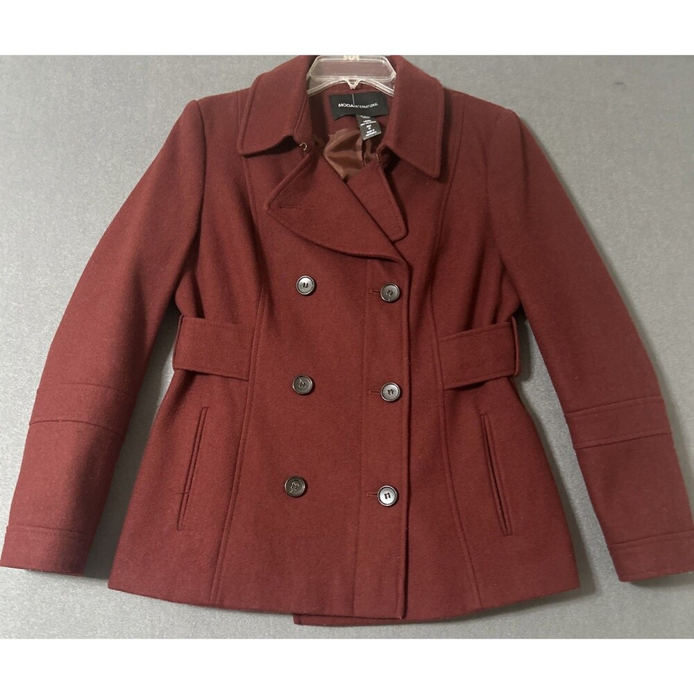 Moda International Women's Wool Blend Double Breasted Blazer Pea Coat Jacket M
